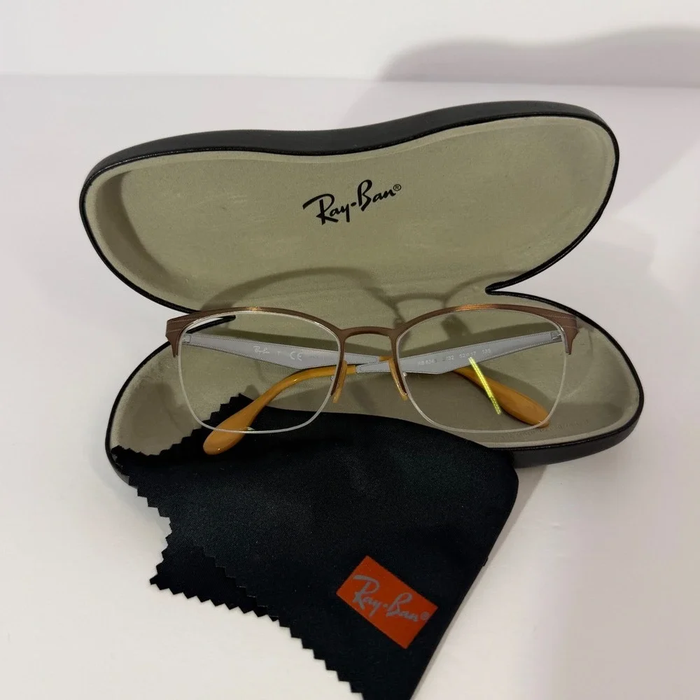 Ray-Ban RB6345 2732 Brown Silver Semi-Rimless Cat‎ Eye Optical Frames 52-17-135